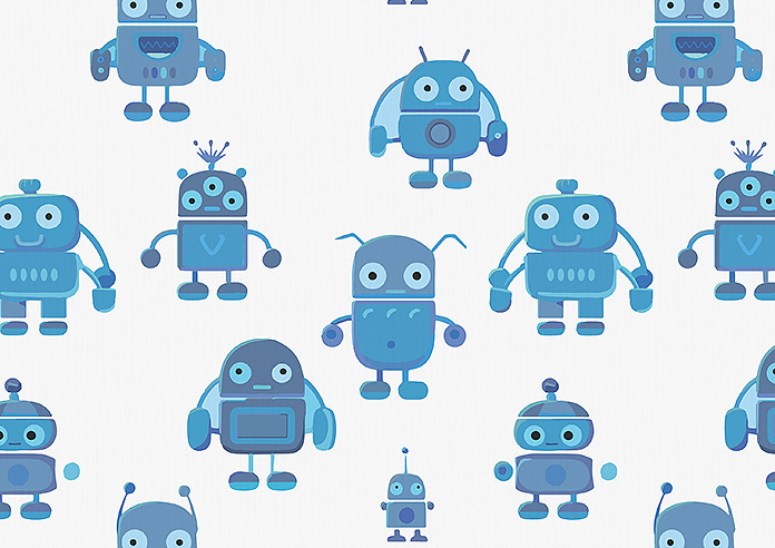 Robo Town, Bot Blue - Roman Blind - Image 7